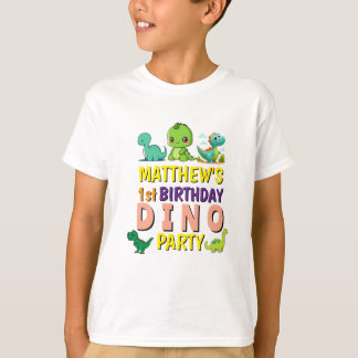可愛モダンいディノ恐竜キッドの誕生日パーティーT-S Tシャツ