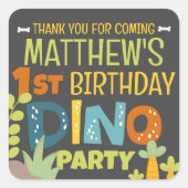 可愛モダンいディノ恐竜キッド誕生日ありがとう スクエアシール (正面)