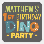 可愛モダンいディノ恐竜キッド誕生日ありがとう スクエアシール (正面)