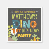 可愛モダンいディノ恐竜キッド誕生日ありがとう スタンダードカクテルナプキン (正面)