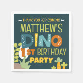 可愛モダンいディノ恐竜キッド誕生日ありがとう スタンダードカクテルナプキン (正面)