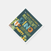 可愛モダンいディノ恐竜キッド誕生日ありがとう スタンダードカクテルナプキン (角)