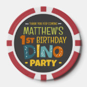 可愛モダンいディノ恐竜キッド誕生日ありがとう ポーカーチップ (正面)