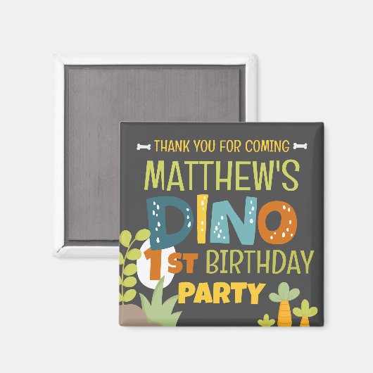 可愛モダンいディノ恐竜キッド誕生日ありがとう マグネット (正面/裏面)