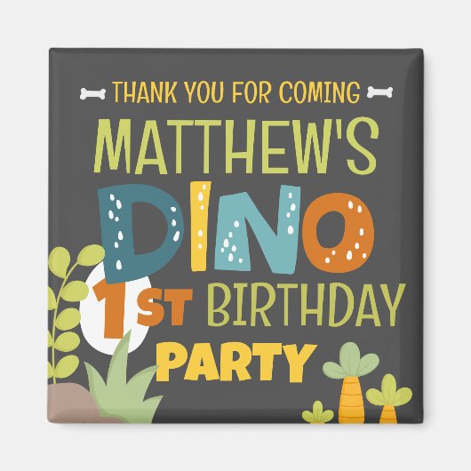 可愛モダンいディノ恐竜キッド誕生日ありがとう マグネット (正面)