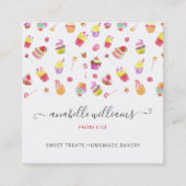 可愛モダンいデザートのケーキベーカリーパティシエ スクエア名刺 (正面)