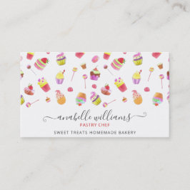 可愛モダンいデザートのケーキベーカリーパティシエ 名刺