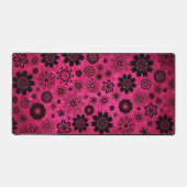 可愛モダンいトレンディーガーリー花柄ホットピンク デスクマット (正面)