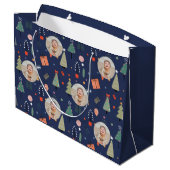 可愛モダンいネイビーおもしろいルのクリスマス ラージペーパーバッグ (裏面アングル)