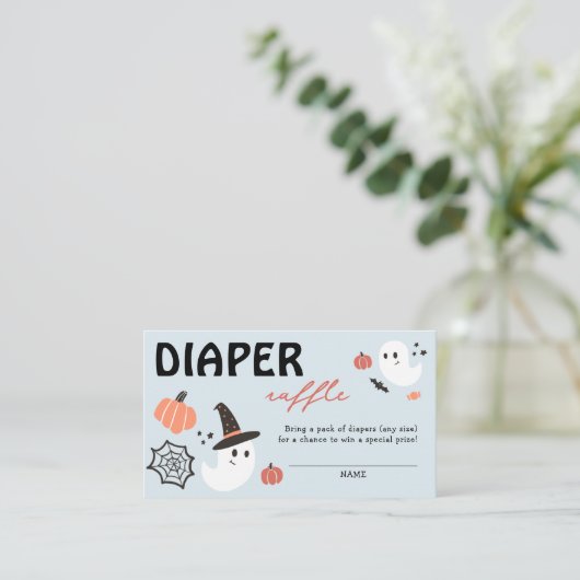 可愛モダンいハロウィンおむつラッフルベビーシャワー エンクロージャーカード (スタンド正面)