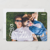 可愛モダンいハートハンドサインカスタムフォトクリスマス シーズンカード (正面)