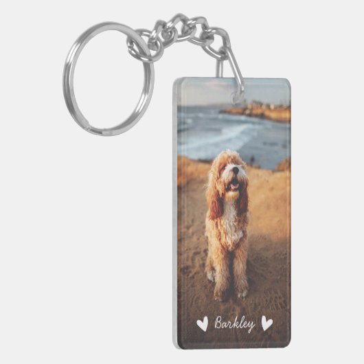 可愛モダンいハートパーソナライズされた2枚 | ヘビーホワイト キーホルダー (正面左)