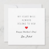 可愛モダンいハート母の日用カード カード (裏面)