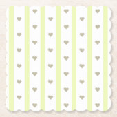 可愛モダンいパステルストライプの背景とハート ペーパーコースター (正面)