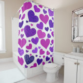 可愛モダンいピンクと紫のハート シャワーカーテン (インサイチュ)