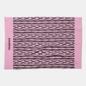 可愛モダンいピンクと黒の柄 キッチンタオル (横)