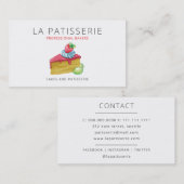 可愛モダンいピンクのチーズケーキベーカリーパティシシェフバス 名刺 (正面/裏面)