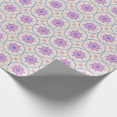 可愛モダンいピンクのペリウィンクル青い幾何学模様 ラッピングペーパー (角)