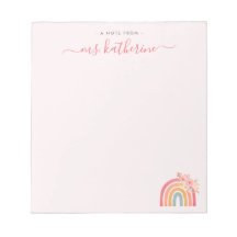 可愛モダンいピンクのボーホレインボーと花模様