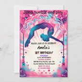可愛モダンいピンクの女の子体操10歳の誕生日 招待状 (正面)