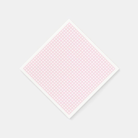 可愛モダンいピンクの白い格子のガーリー模様 スタンダードカクテルナプキン (角)