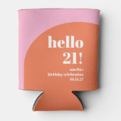 可愛モダンいピンクオレンジアーチ21歳カスタム誕生日 缶クーラー (正面)