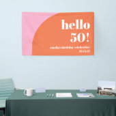 可愛モダンいピンクオレンジアーチ50誕生日カスタム 横断幕 (トレードショー)