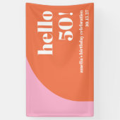 可愛モダンいピンクオレンジアーチ50誕生日カスタム 横断幕 (縦)