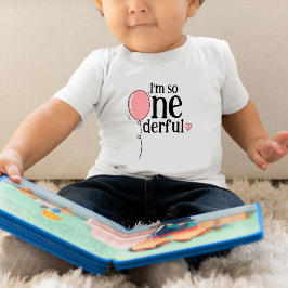 可愛モダンいピンクバルーンの誕生日 ベビーボディスーツ