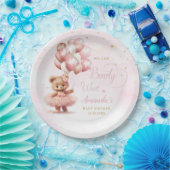 可愛モダンいピンクボホテディベアーガールベビーシャワー ペーパープレート (パーティー)