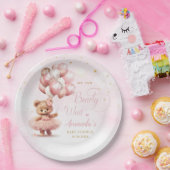 可愛モダンいピンクボホテディベアーガールベビーシャワー ペーパープレート (パーティー)
