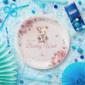 可愛モダンいピンクボホテディベアーガールベビーシャワー ペーパープレート (パーティー)