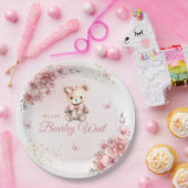 可愛モダンいピンクボホテディベアーガールベビーシャワー ペーパープレート (パーティー)