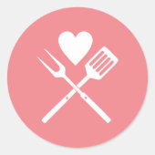 可愛モダンいピンク白BBQハートベビーシャワー ラウンドシール (正面)