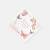 可愛モダンいピンク紫の蝶ガール赤ちゃんシャワー スタンダードカクテルナプキン (角)