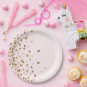 可愛モダンいピンク金ゴールドグリッター誕生会 ペーパープレート (パーティー)