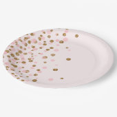 可愛モダンいピンク金ゴールドグリッター誕生会 ペーパープレート (アングル)