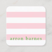 可愛モダンいピ名門私立校風のックグリーンストライプの スクエア名刺 (正面)