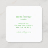 可愛モダンいピ名門私立校風のックグリーンストライプの スクエア名刺 (裏面)