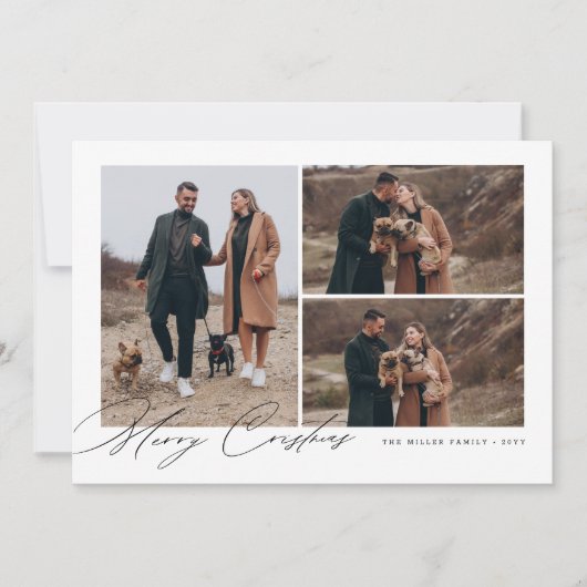 可愛モダンいファミリーペットドッグ写真クリスマスホリデー シーズンカード (正面)