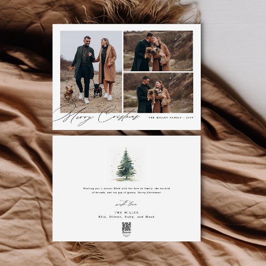 可愛モダンいファミリーペットドッグ写真クリスマスホリデー シーズンカード