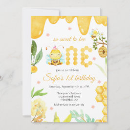 可愛モダンいファースト・ビー・デイ1歳の誕生日 招待状