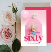 可愛モダンいフォトアーチ60誕生日 招待状