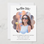 可愛モダンいフラワーシック50thバースデーパーティー写真 招待状 (正面)