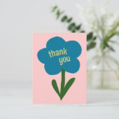 可愛モダンいフラワーブルーとピンク ポストカード (スタンド正面)