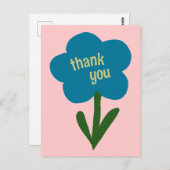 可愛モダンいフラワーブルーとピンク ポストカード (正面/裏面)