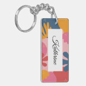 可愛モダンいフローラパーソナライズされたリーフ名 キーホルダー (正面左)