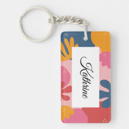 可愛モダンいフローラパーソナライズされたリーフ名 キーホルダー