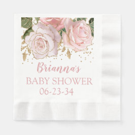 可愛モダンいフローラ金ゴールドベビーガールシャワーランチョン 縁ありランチョンナプキン