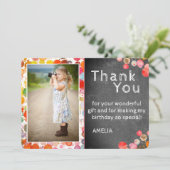 可愛モダンいブカラフルロッツ写真誕生日 サンキューカード (スタンド正面)